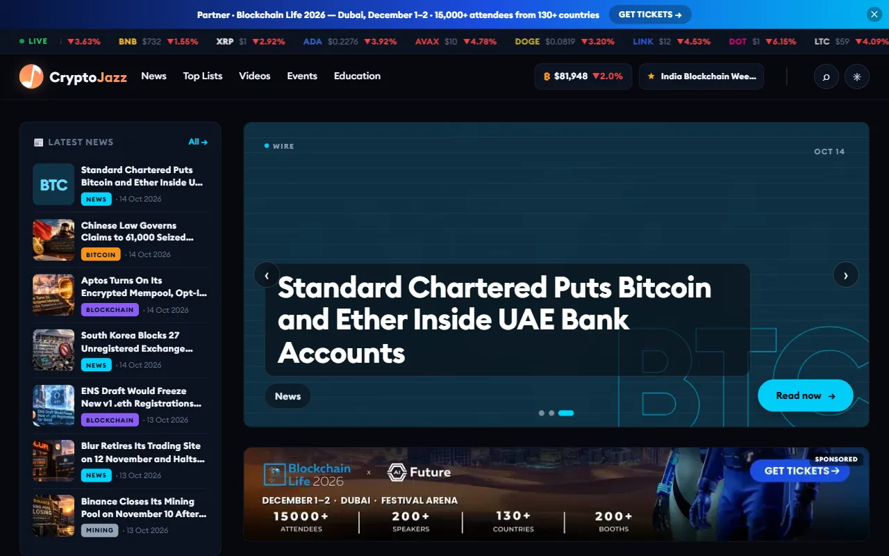 Crypto Jazz homepage