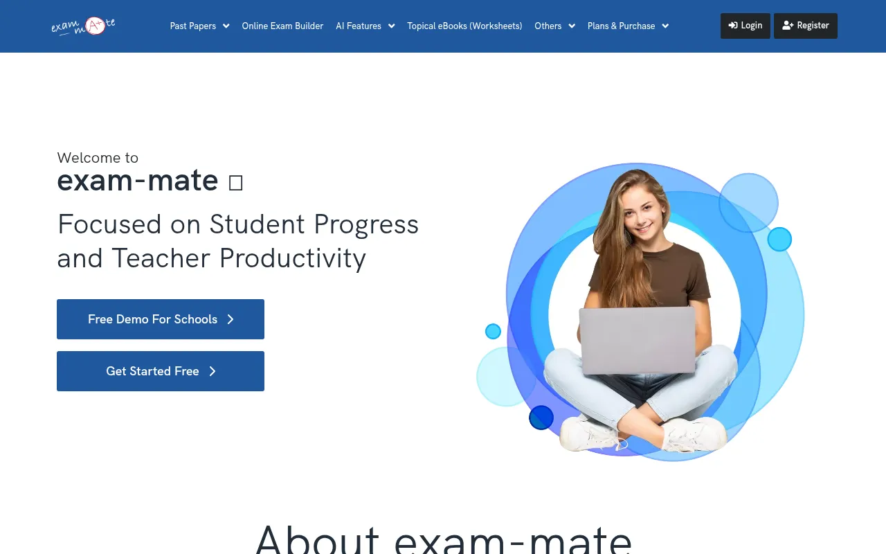 exam-mate homepage