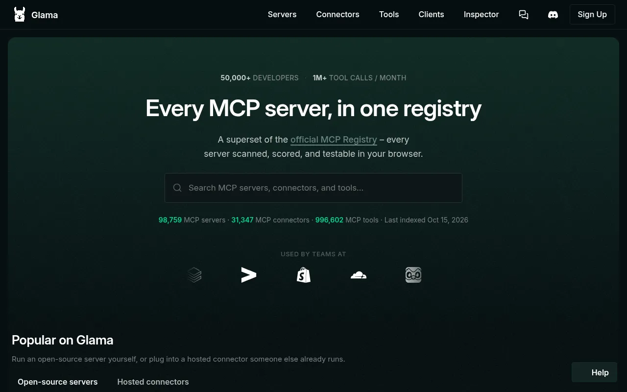 Glama homepage