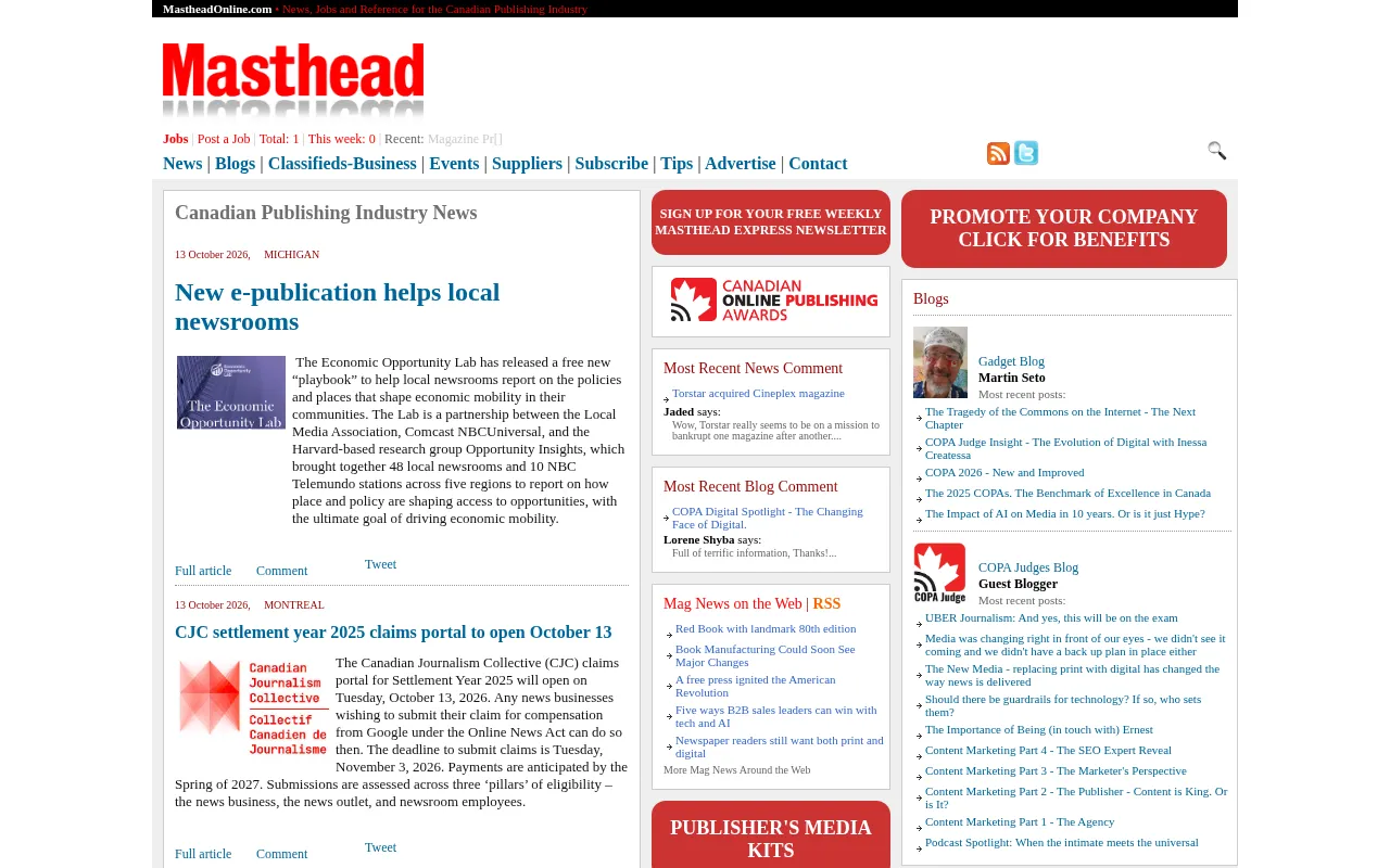 Masthead homepage