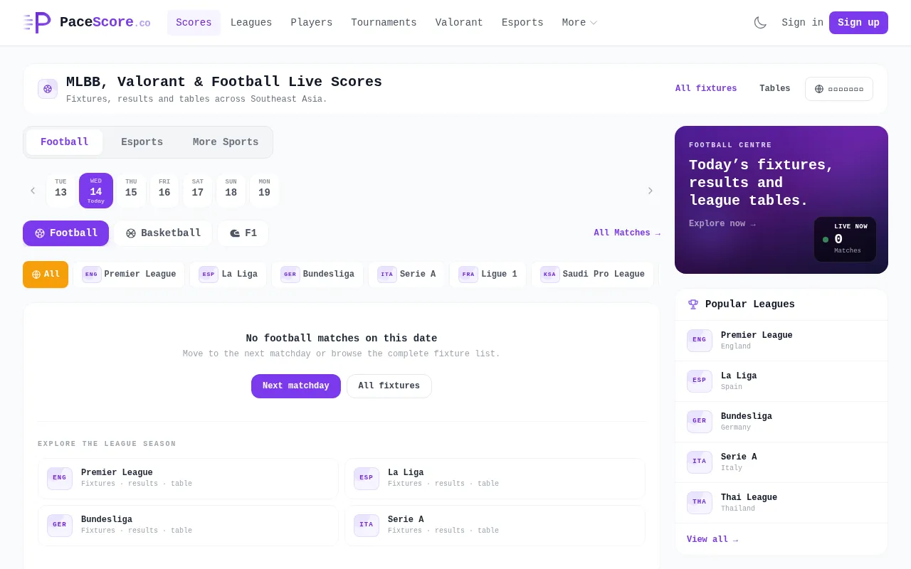 PaceScore homepage