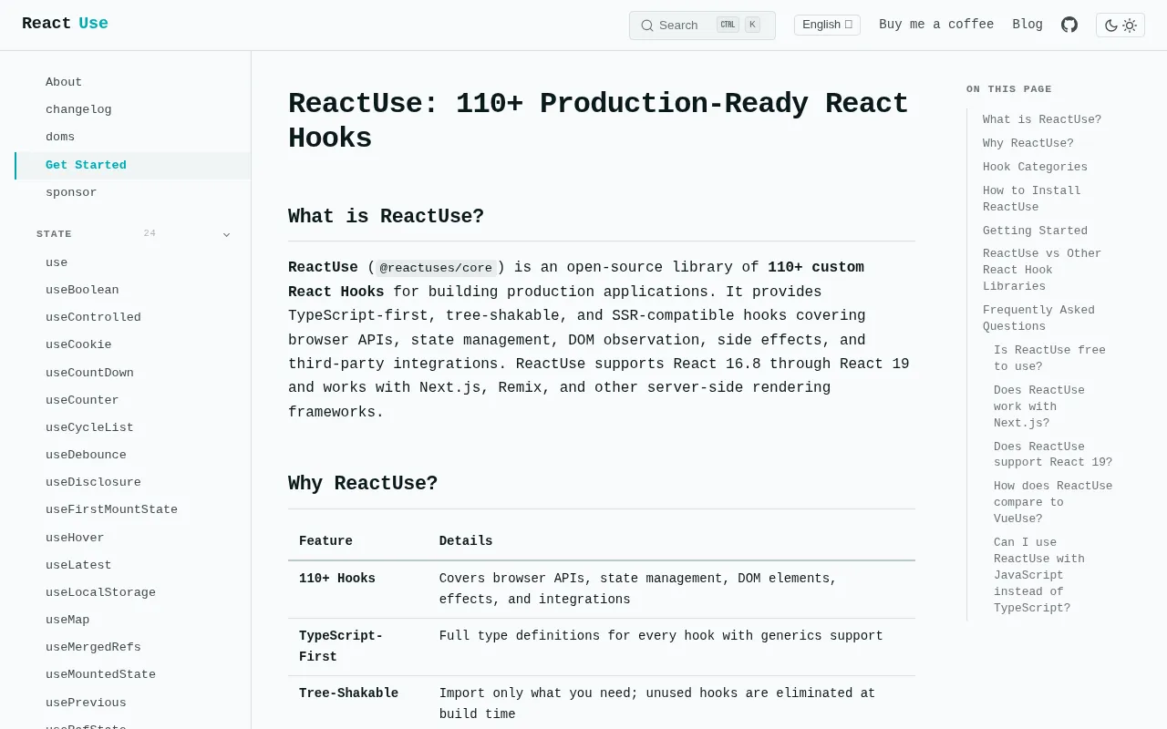 React Use homepage