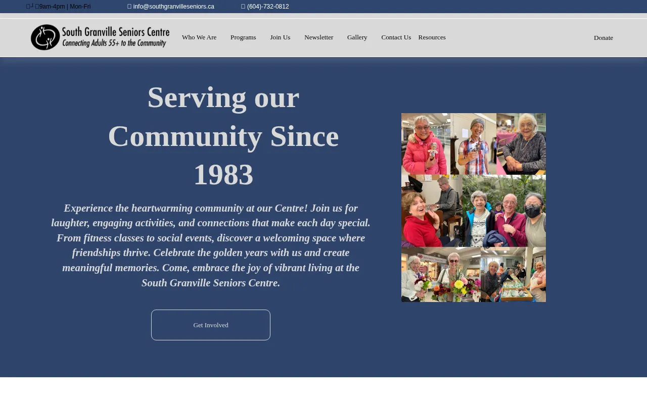 South Granville Seniors Centre homepage